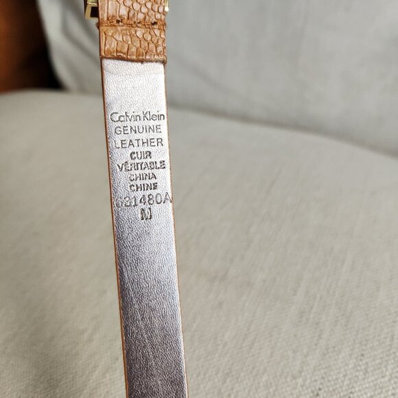 Calvin Klein Snake-Embossed Leather Slim Belt – Sz M - Picture 8 of 8